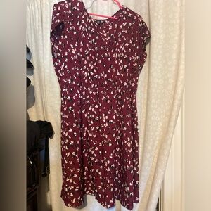 SHEIN Curve Floral Top - Burgundy and Black